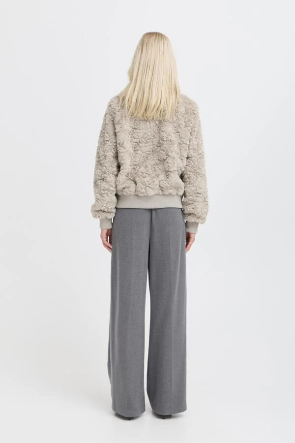 ANIKEA Cropped Faux Fur Teddy Bomber in Natural String - Image 8