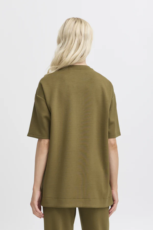 BANA 16 Super Soft Short Sleeve Sweatshirt in Kalamata Khaki Green - Image 8
