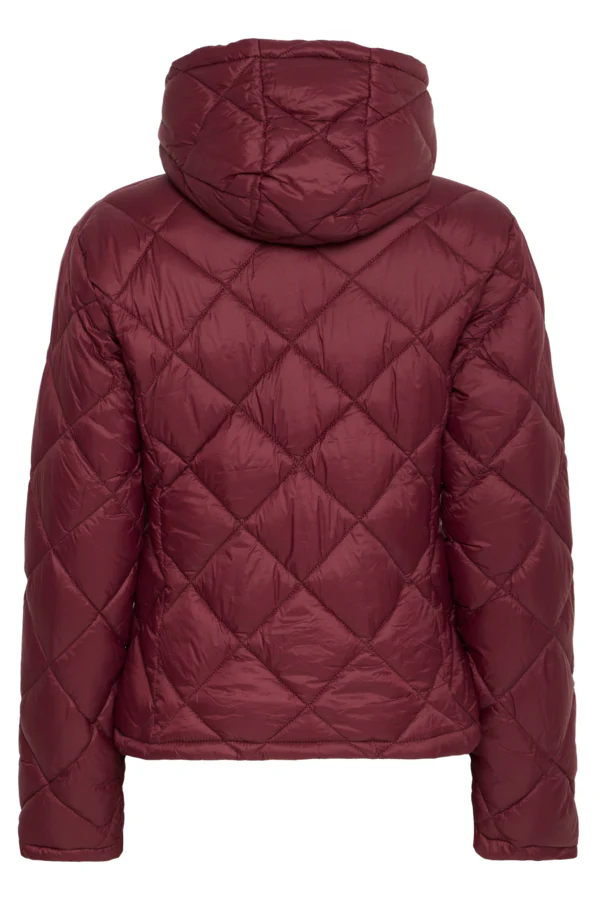 BERTA Hooded Short Puffer Jacket in Burgundy Wine - Image 2