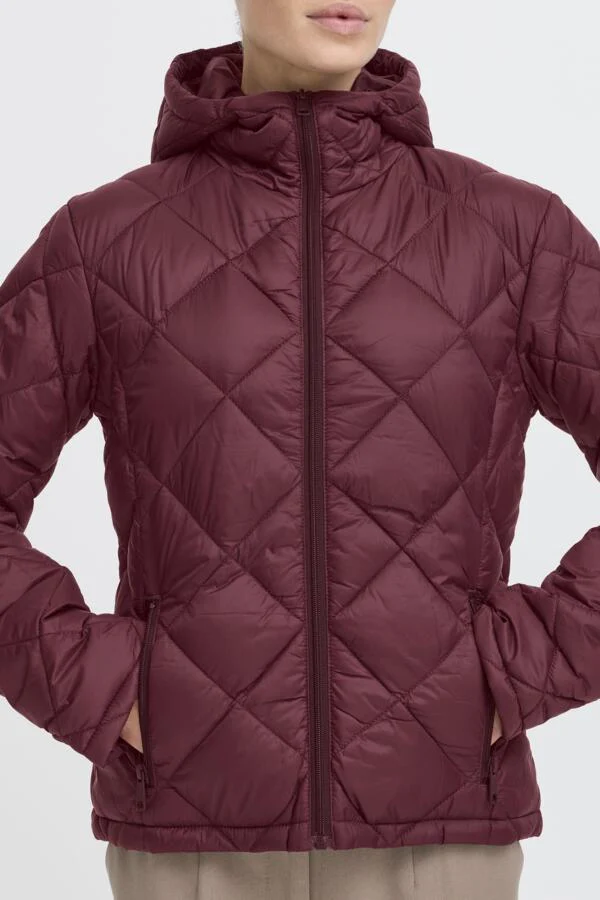 BERTA Hooded Short Puffer Jacket in Burgundy Wine - Image 5
