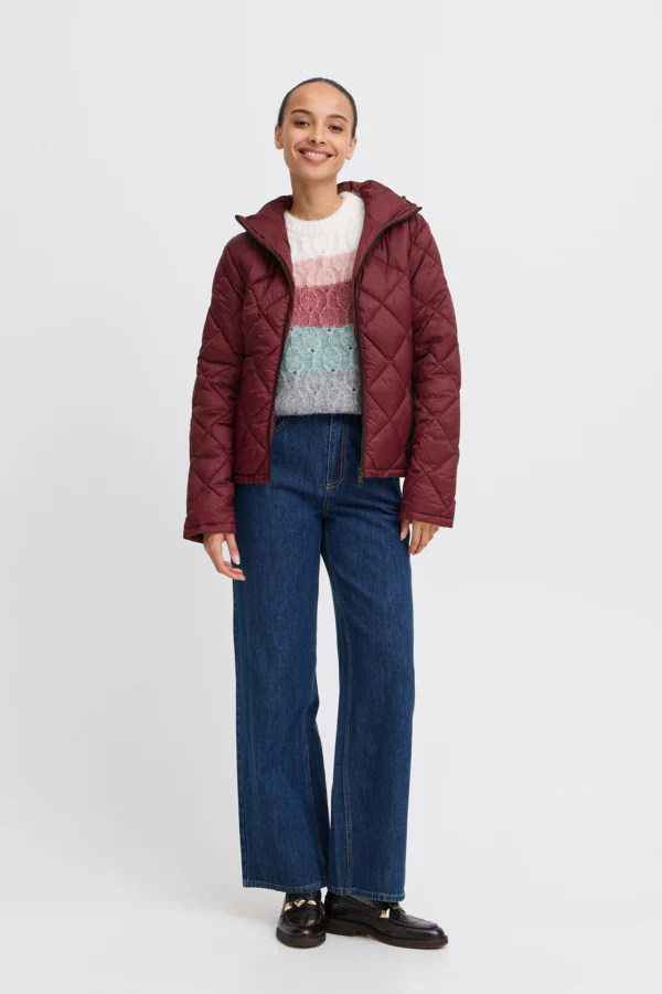 BERTA Hooded Short Puffer Jacket in Burgundy Wine - Image 6