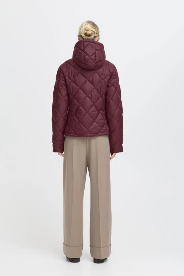 BERTA Hooded Short Puffer Jacket in Burgundy Wine - Image 9