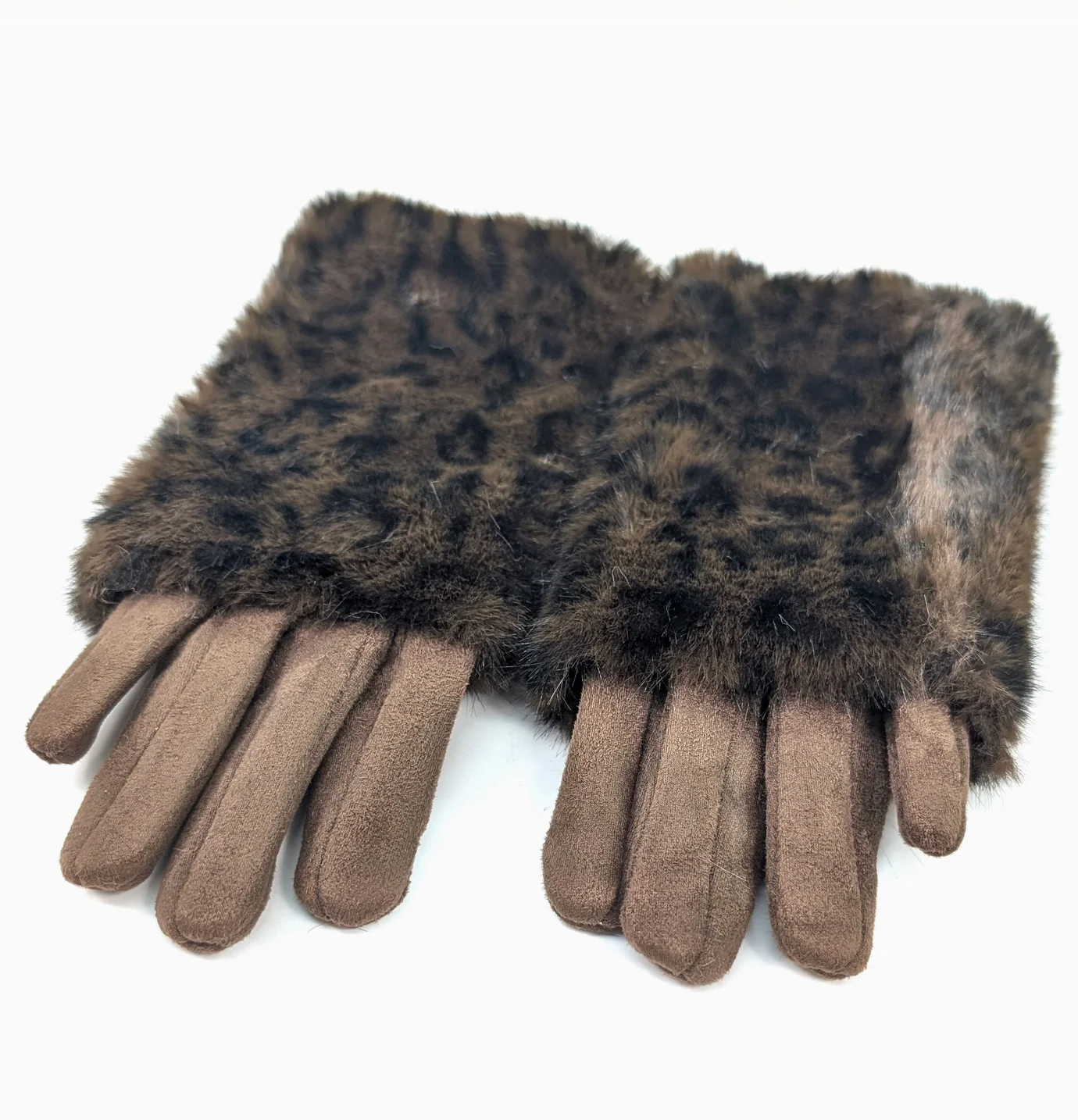 DARBY Leopard Print 2-in-1 Fluffy Gloves - Image 4