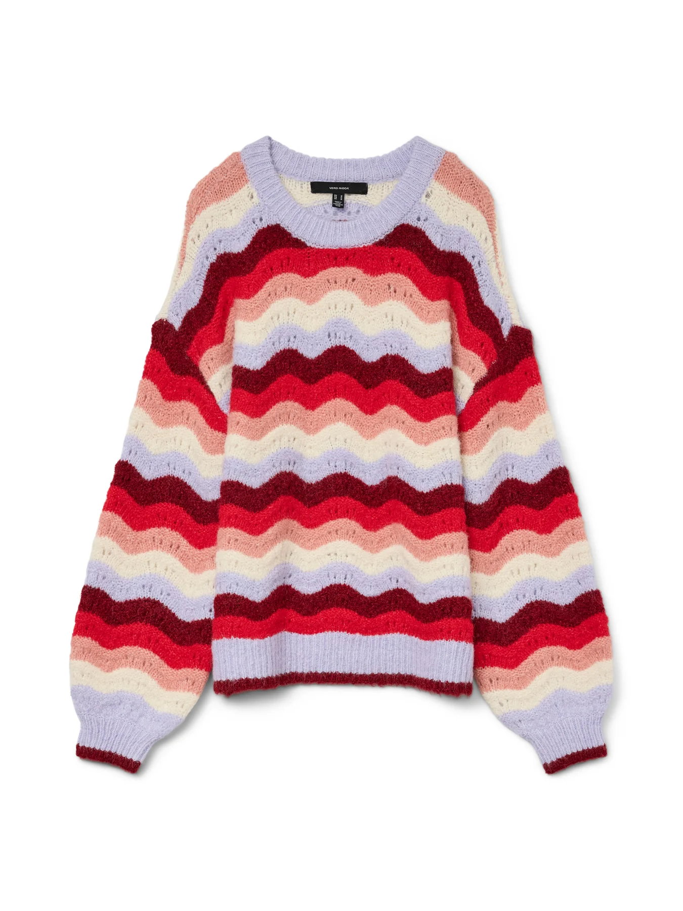 DOJA Wave Retro Print Knit Jumper in Lavender and Red Mix - Image 5