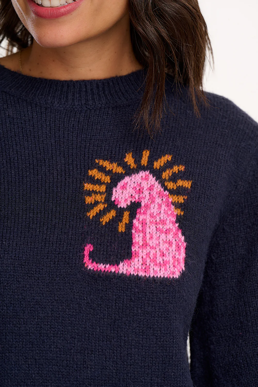 ESSIE Navy Jumper with Pink Leopard Rays - Image 6