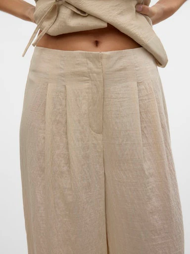FEA Wide leg Linen Blend Trousers in Birch Sand - Image 6