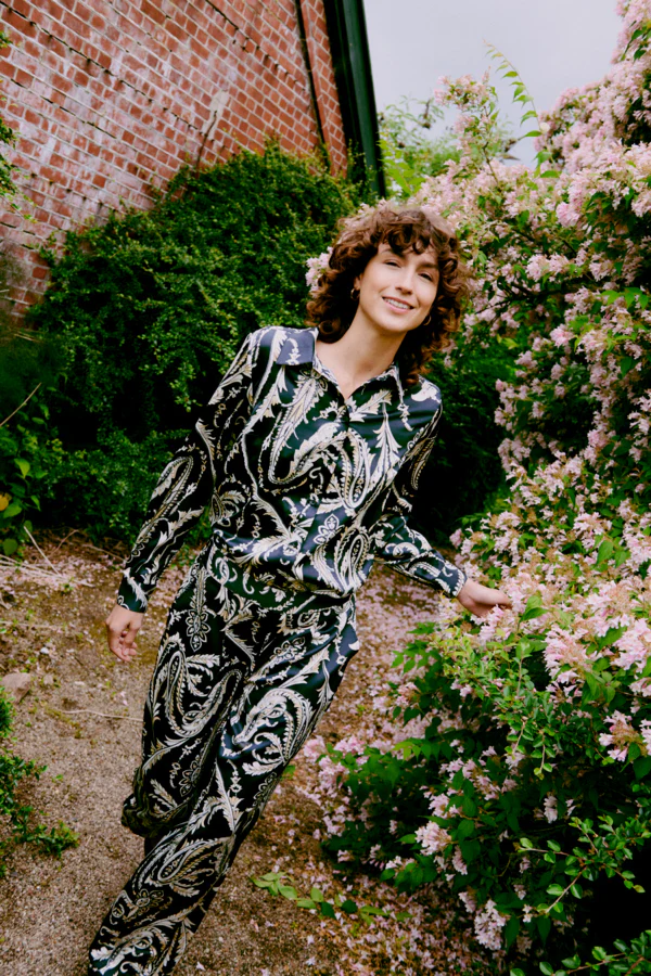 FLAIR Paisley Silk Feel Shirt in Monochrome - Image 5