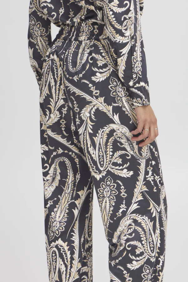FLAIR Paisley Silk Feel Trousers in Monochrome - Image 8