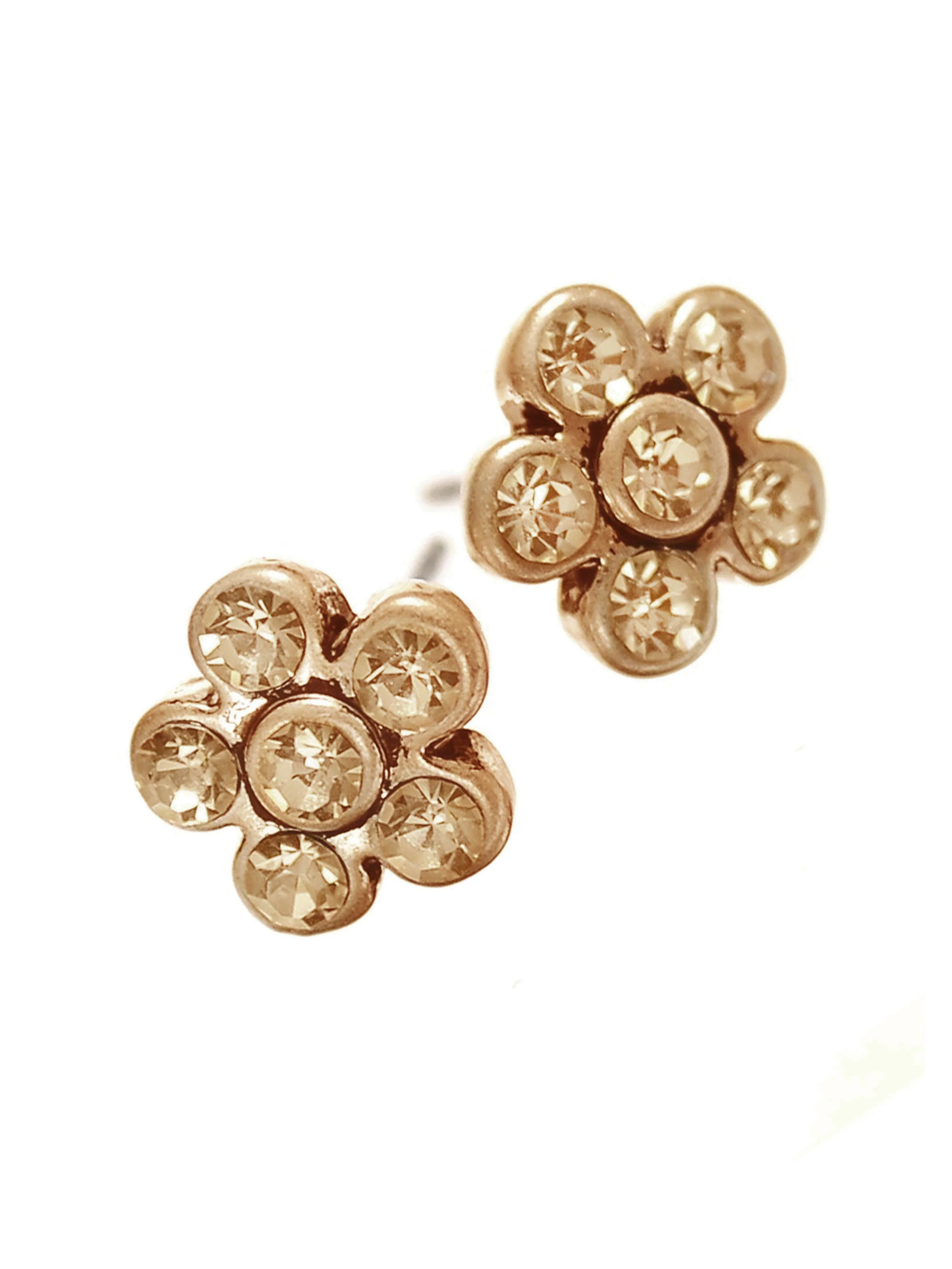 Flower Crystal Gold Studs  - 1 Pair - YX183