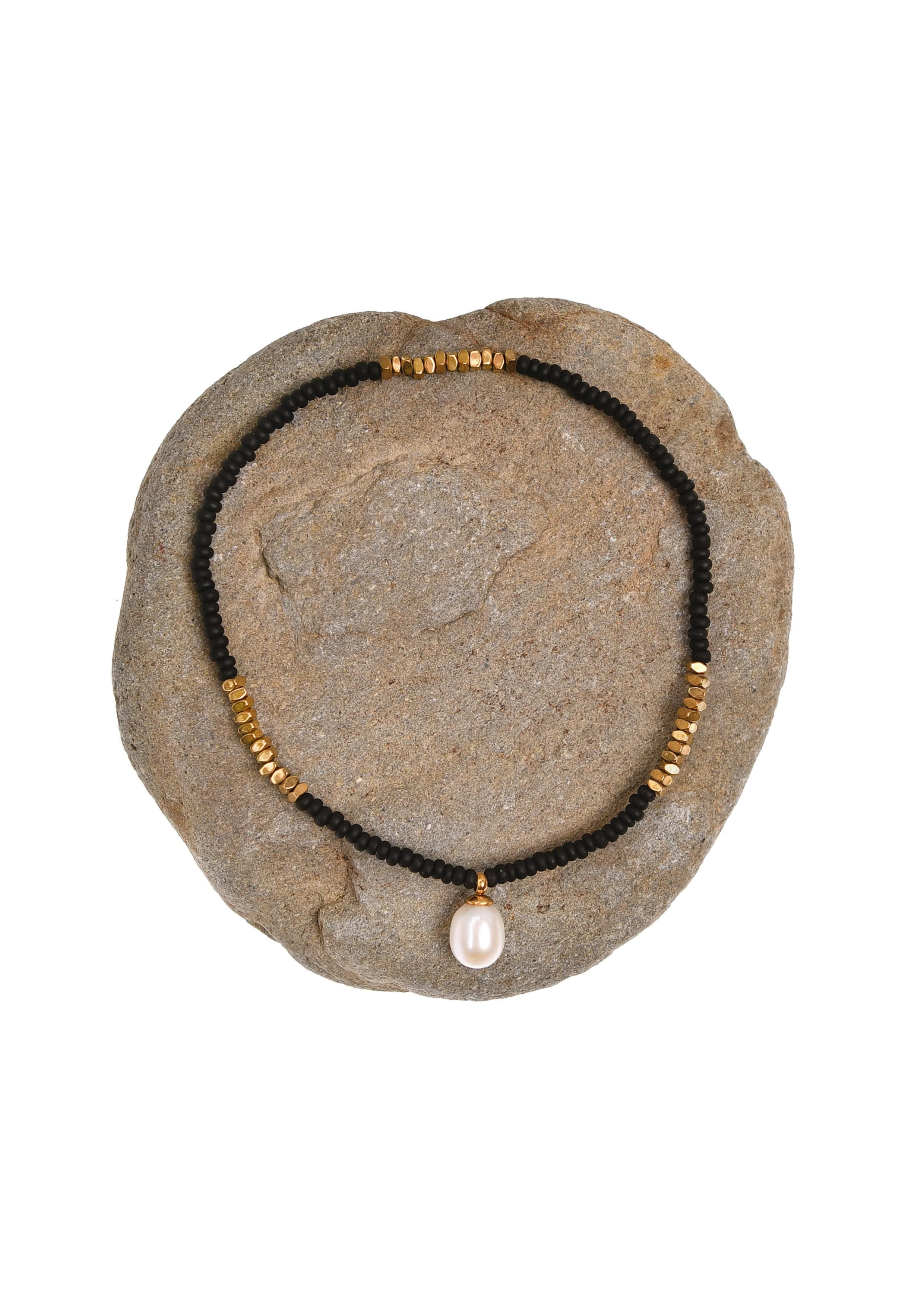 Hematite Stone and Pearl Drop Bracelet - FA034