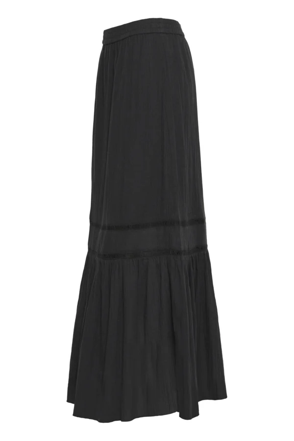 HUMA Lace Detail Maxi Gypsy Skirt in Black - Image 3