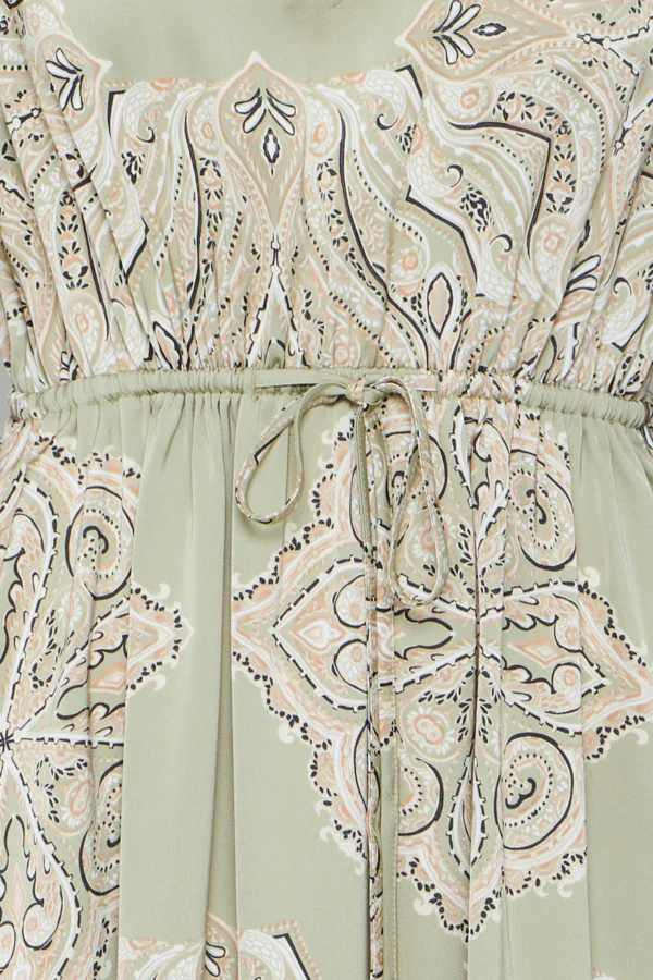 JANNIKE Maxi Kimono Dress in Muted Pistachio Green Paisley - Image 10