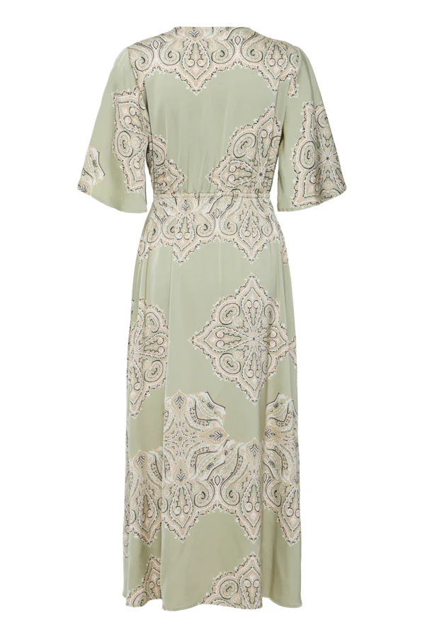 JANNIKE Maxi Kimono Dress in Muted Pistachio Green Paisley - Image 9