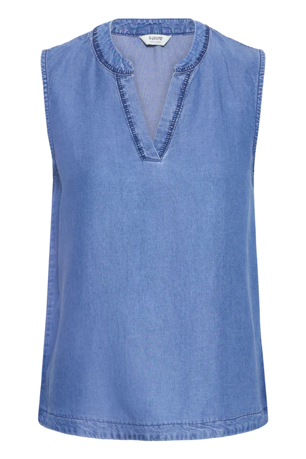 KOSMO Lyocell Sleeveless Chambray Demin Blouse - Image 2