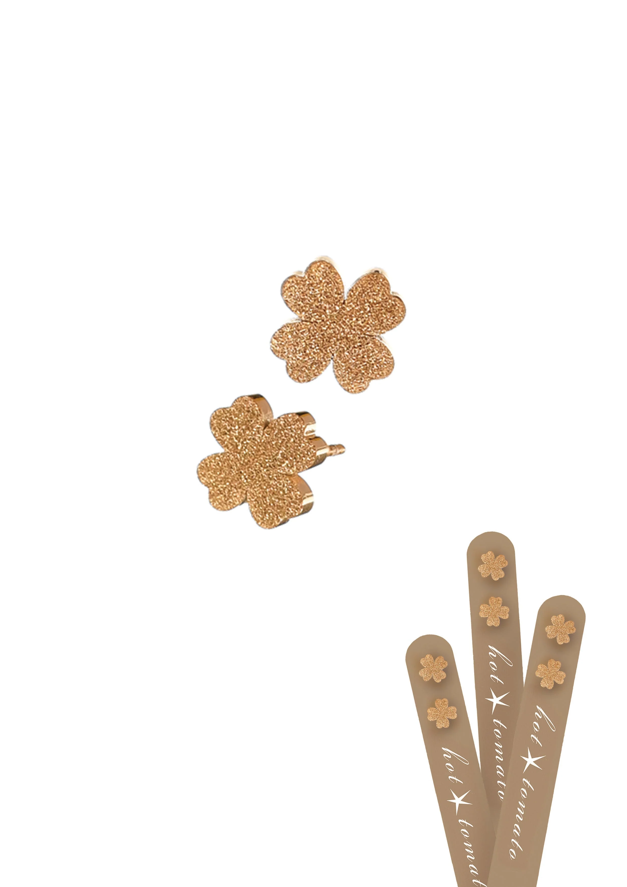 Lucky Clover 18k Gold Plated Studs  - 1 Pair - AS010