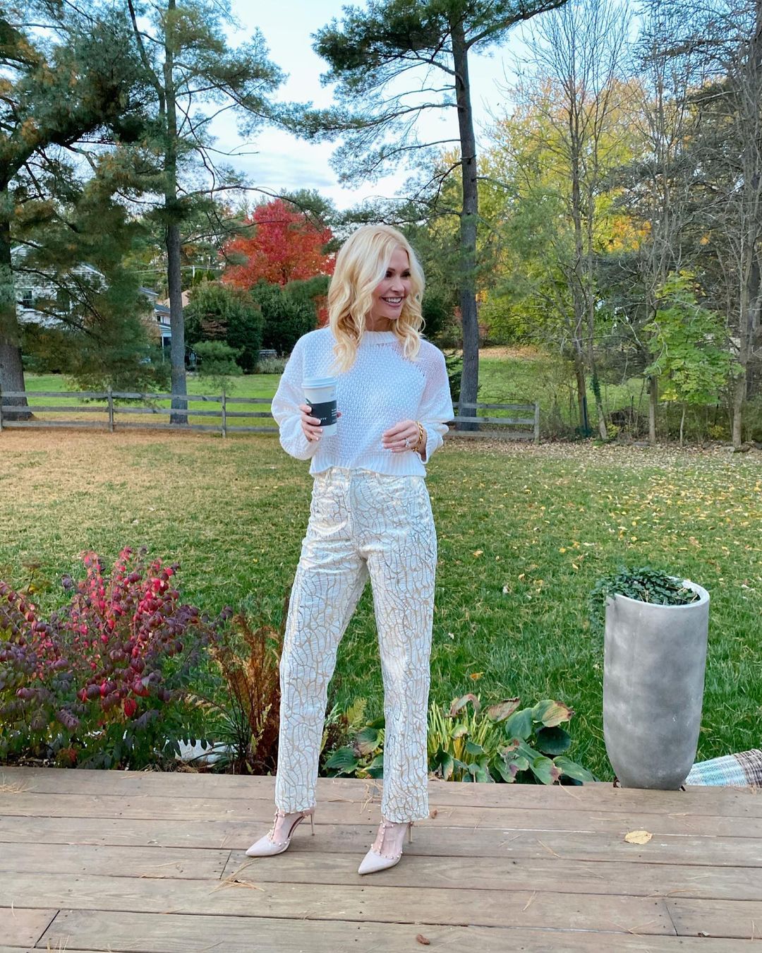 Lupe Straight Printed Metallic Trousers - Image 10