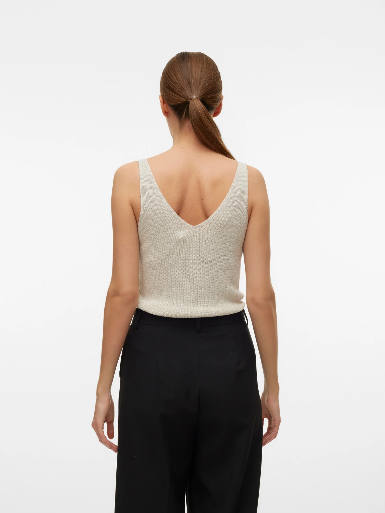 NEWLEX Fine Sparkle Fleck Lurex Knit Top in Birch Cream - Image 4