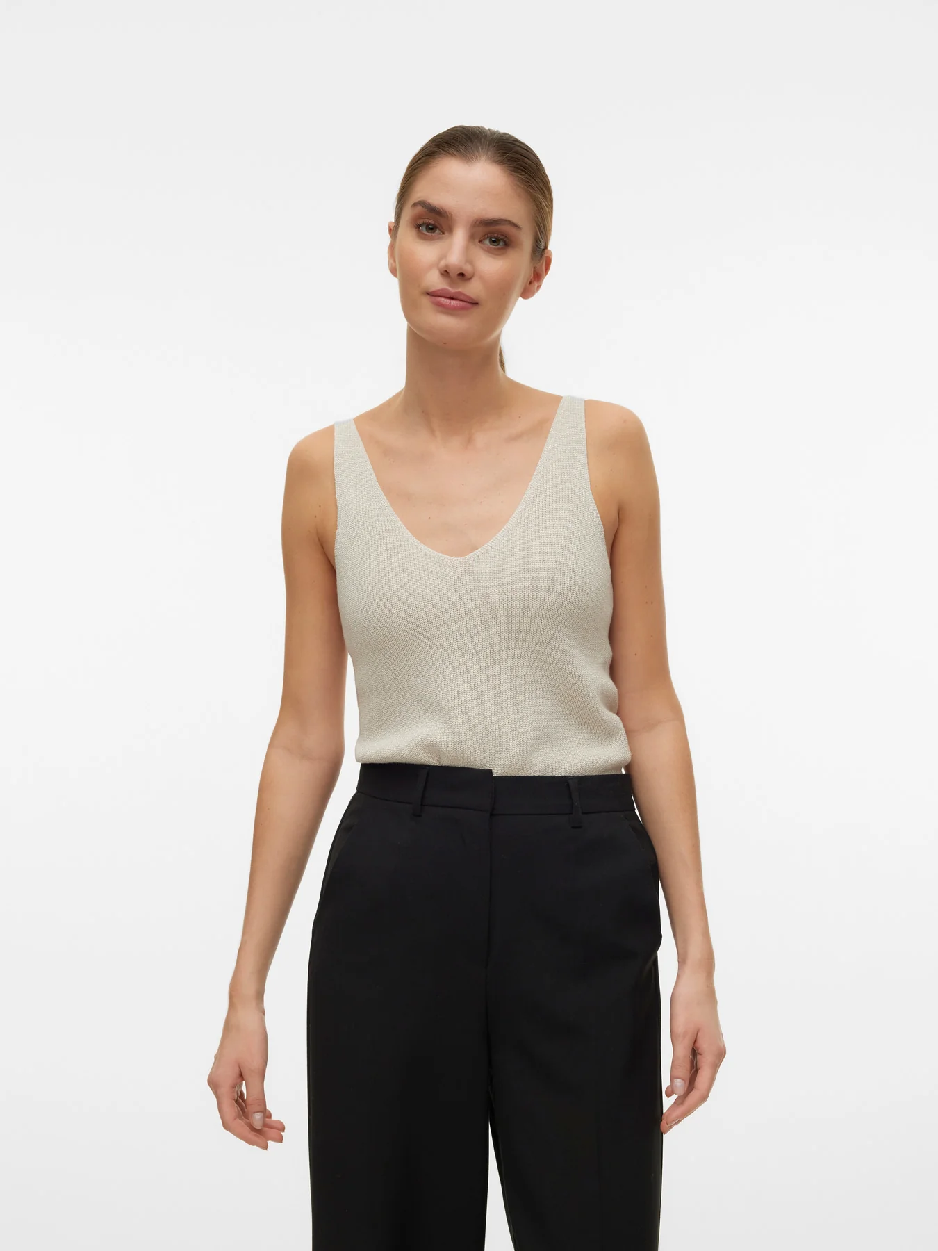 NEWLEX Fine Sparkle Fleck Lurex Knit Top in Birch Cream - Image 5