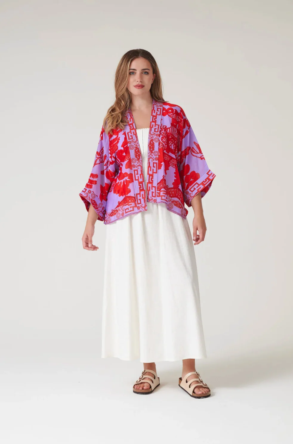 One Hundred Stars Lightweight Short Kimono in Violet Giant Willow Print - KIMGIWVIO - Image 3