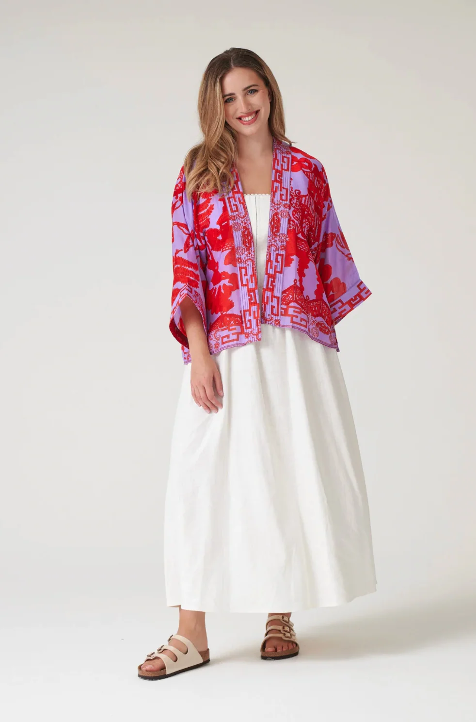 One Hundred Stars Lightweight Short Kimono in Violet Giant Willow Print - KIMGIWVIO - Image 7