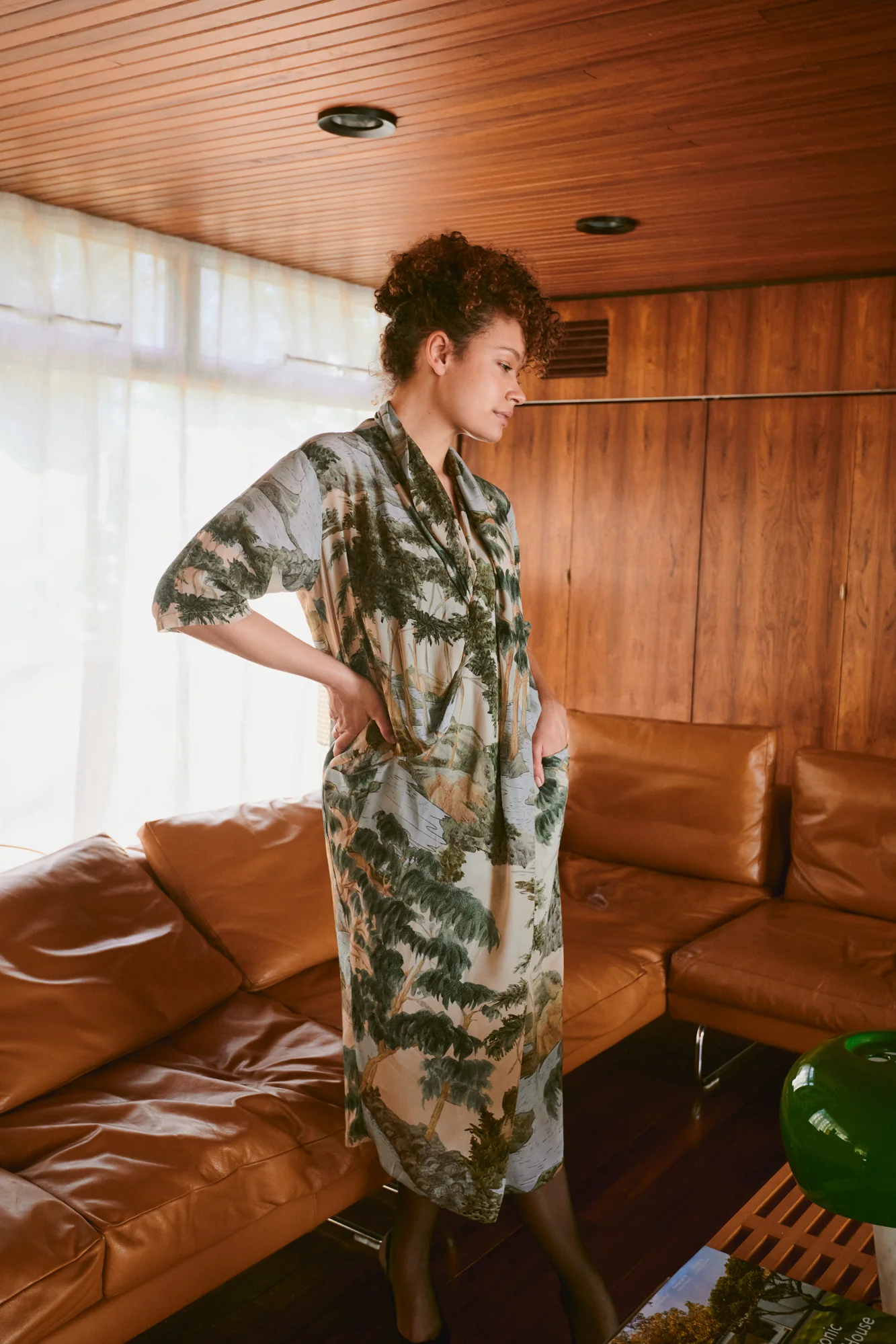 One Hundred Stars Luxe Crepe Rachel Dress in Rivers and Trees Print - DRBRVTNAT - Image 6