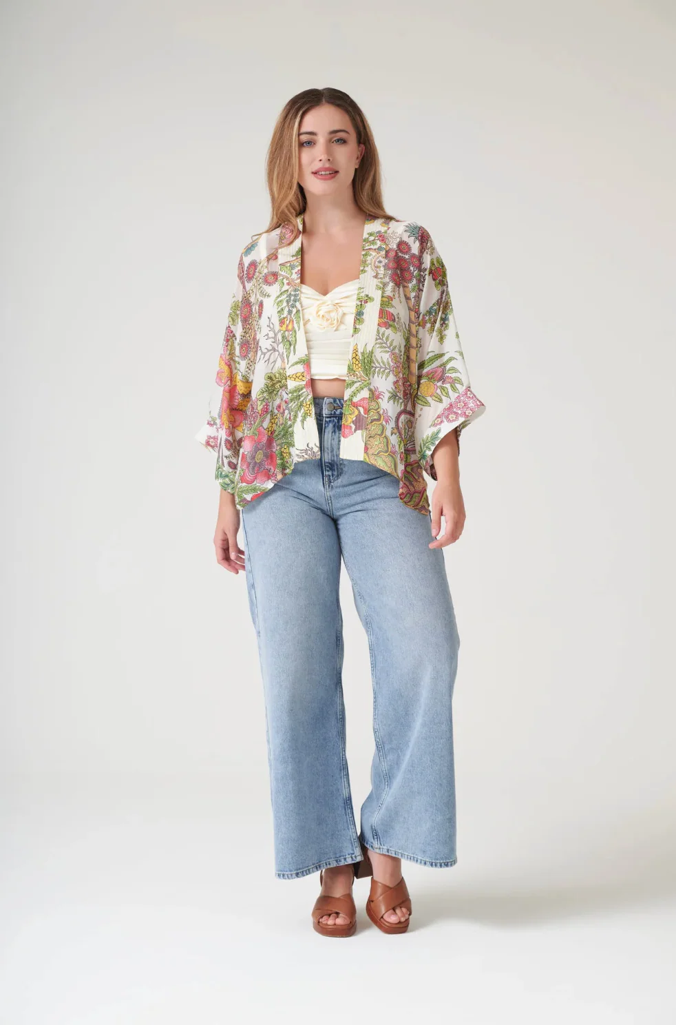 One Hundred Stars Print Short Kimono Jacket in Boho Garden Print - KIMBOHECR - Image 7