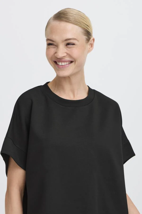 BANA T02 Pusti Top Super Soft Short Sleeve Sweatshirt in Black - Image 6