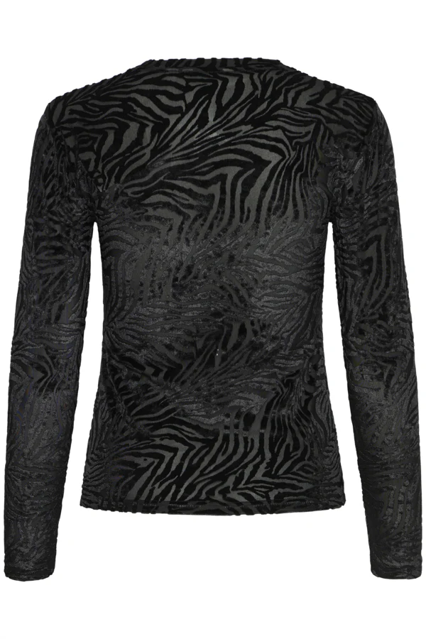 SHIRLEY Mesh Top in Black Velvet Zebra Print - Image 2