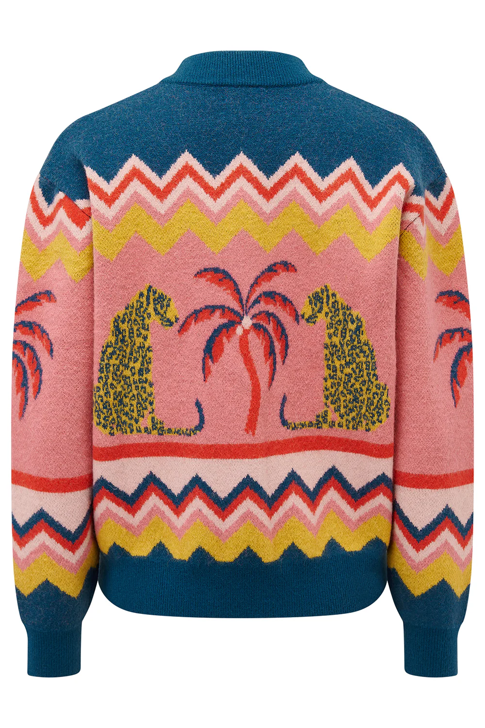 SOLANA Knitted Bomber Jacket with Leopard - Image 2