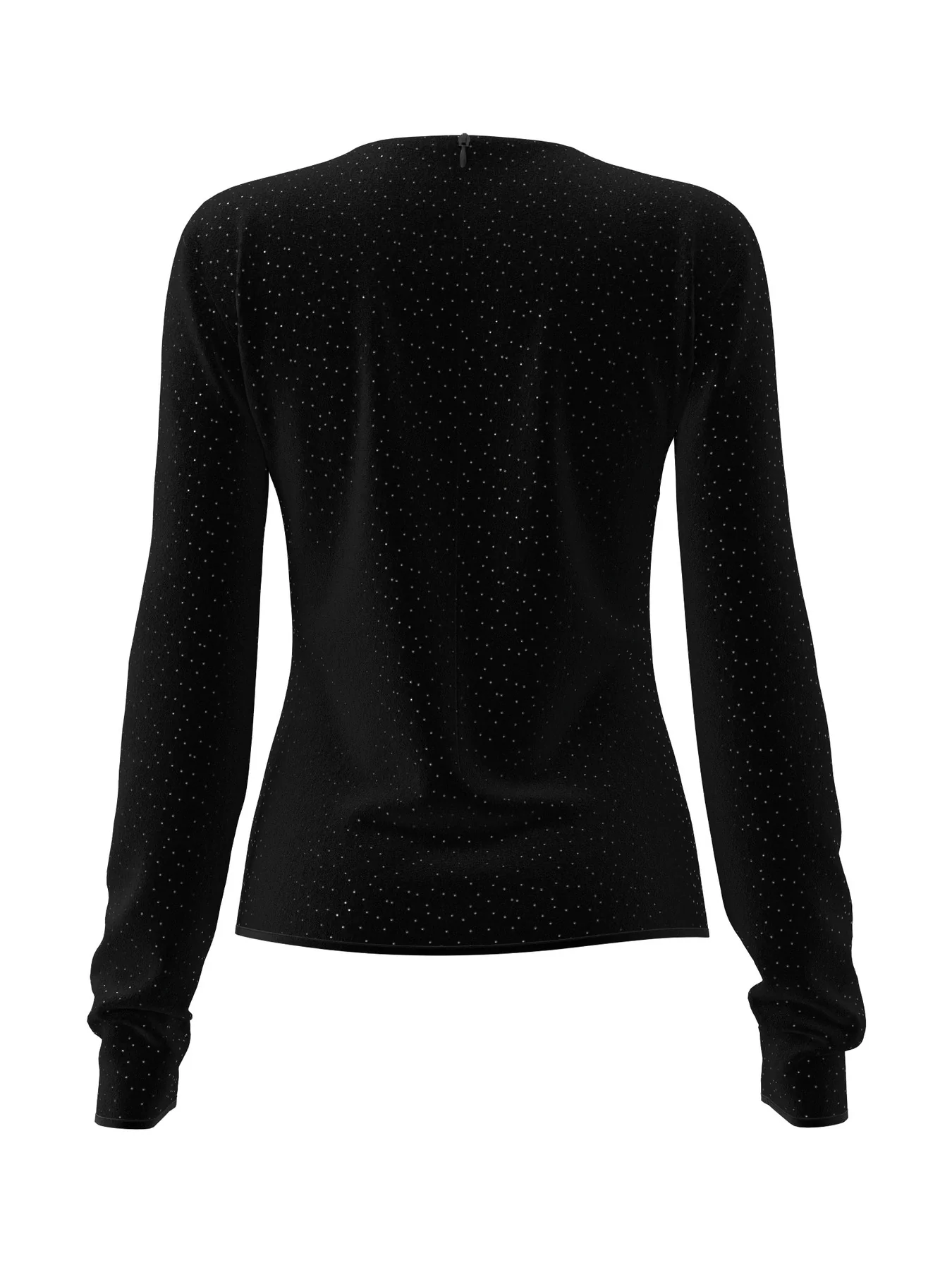 TILLIA Velvet Rhinestone Sparkle Long Sleeve Top in Black - Image 2