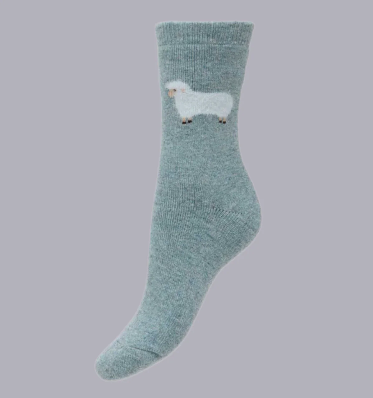 Wool Blend Socks in Blue with Sheep Motif - WS488